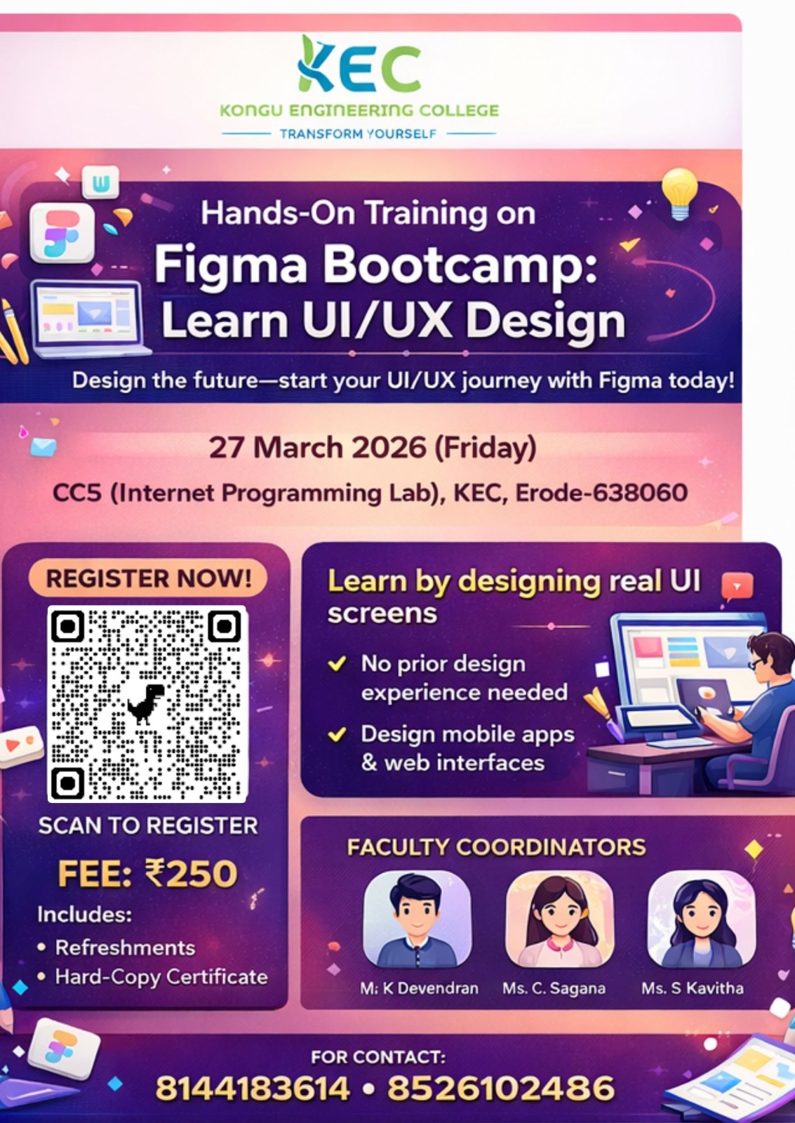 Figma Bootcamp: Learn UI/UX Design 2026 Workshop Poster 